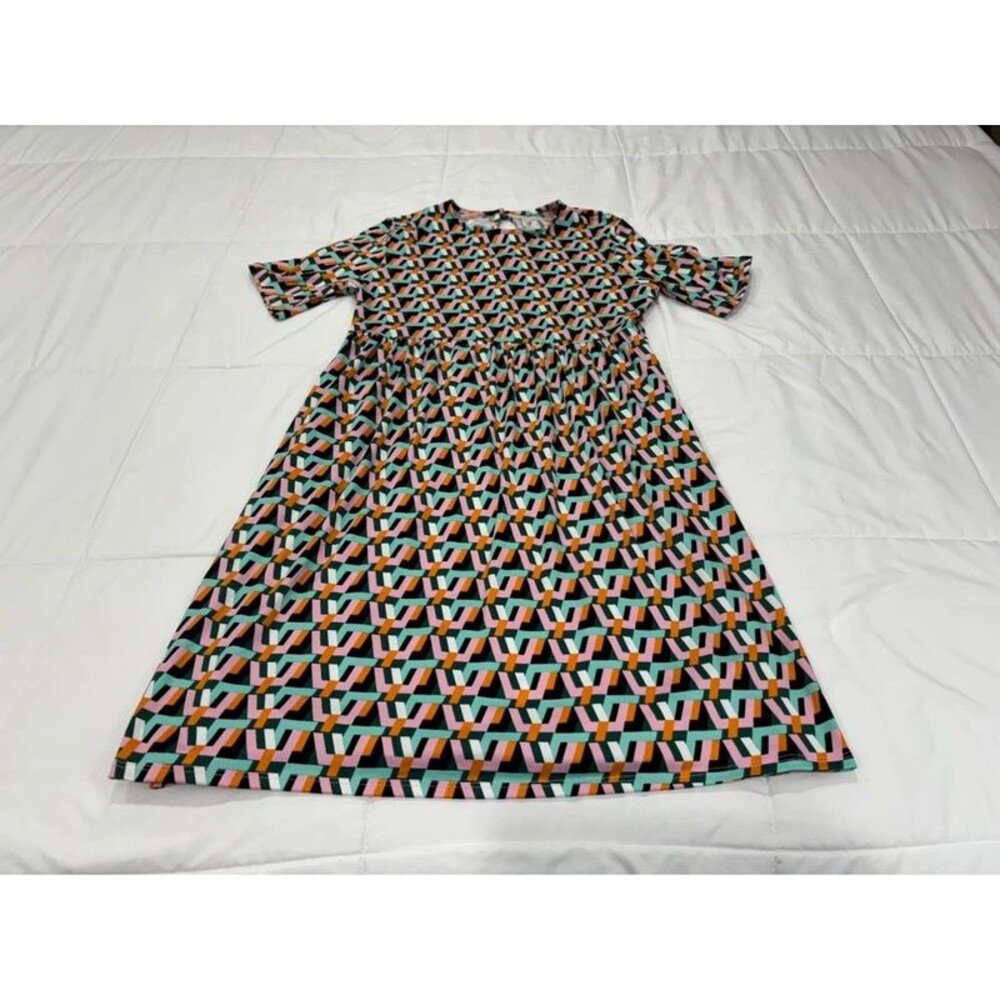 Ladies Medium Geometric Shapes Multi Colored Babydoll Dress
